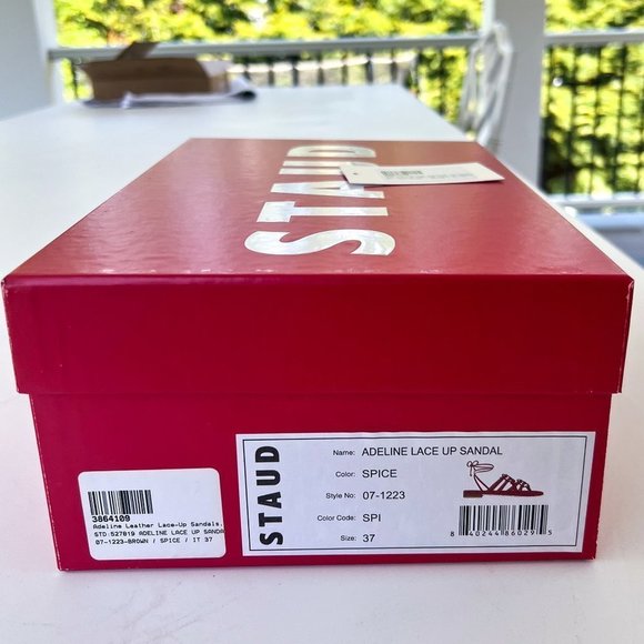 $325 NWT STAUD Adeline Leather Lace-Up Sandals Sz 7 - Picture 2 of 6